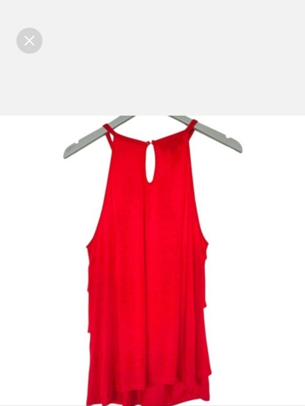 INC International Concepts Red Tiered Halter Top XL Gold Bar Neck Flowy Layers - Picture 4 of 11